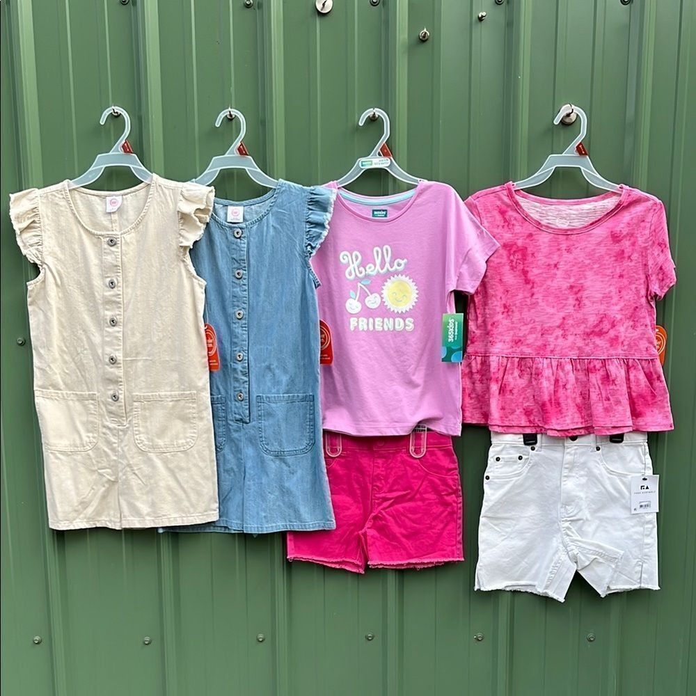 Girls T-Shirts Shorts & Denim Rompers 8-Piece Summer Bundle Size M